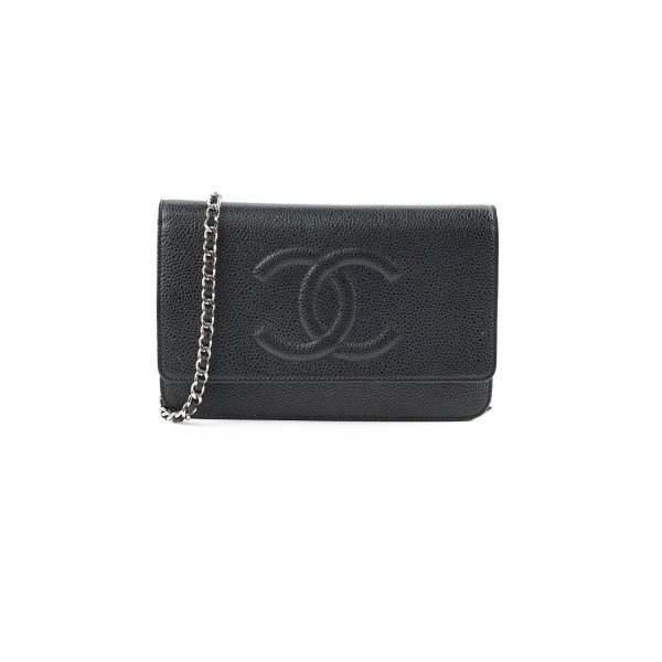 Chanel CC Logo Wallet on Chain WOC Black on Sale