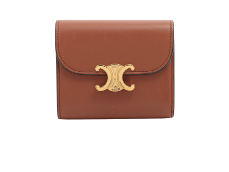 Celine Triomphe Leather Brown Compact Wallet Supply