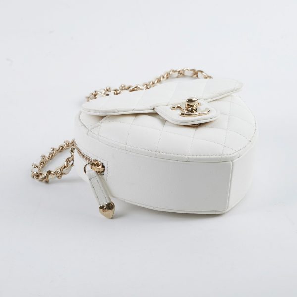 Chanel Mini Heart Bag White 32 Series Supply