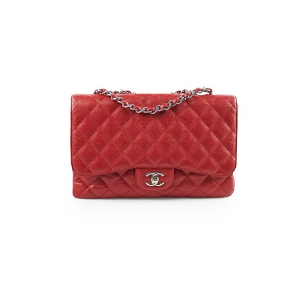 Chanel Caviar Jumbo Single Flap Red Supply