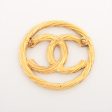 Chanel Coco Logo Brooch Yellow Gold Costume Jewellery For Sale