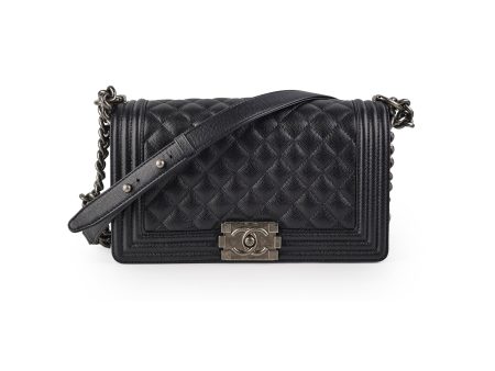 Chanel Old Medium Caviar Boy Black Microchip For Sale