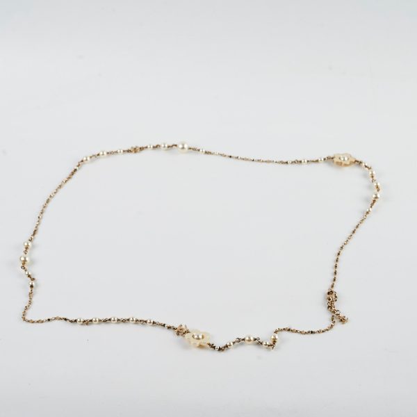 Chanel Flower Long Pearl Necklace Costume Jewellery Discount