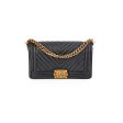 Chanel Old Medium Boy Caviar Chevron Black Fashion