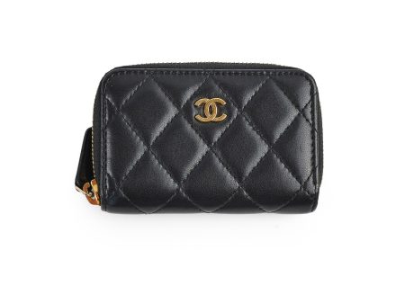 Chanel Zipper Cardholder Lambskin Black 22 Series Online