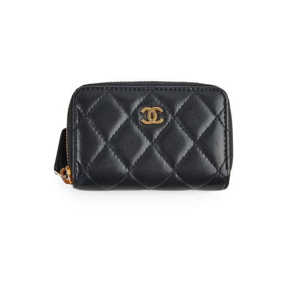 Chanel Zipper Cardholder Lambskin Black 22 Series Online