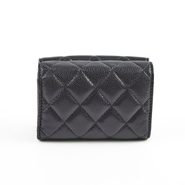 Chanel Caviar Tri-Fold Wallet Black Online now