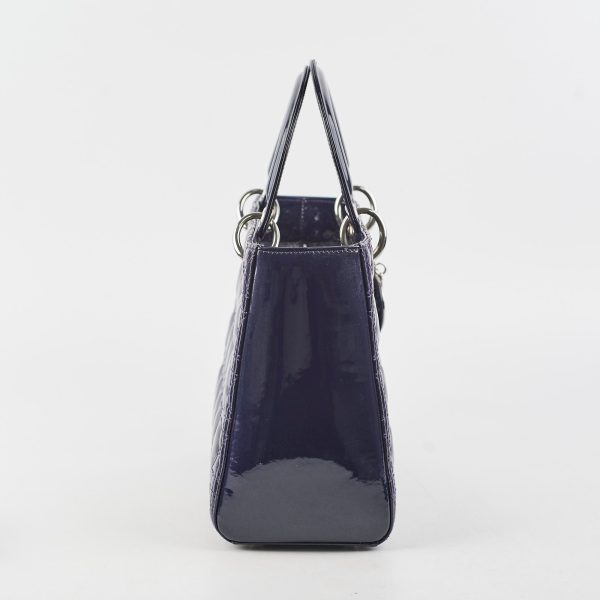 Christian Dior Medium Lady Dior Patent Navy Online now