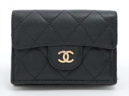 Chanel Compact Caviar Black Wallet - Microchipped Online Sale