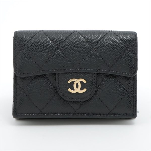 Chanel Compact Caviar Black Wallet - Microchipped Online Sale