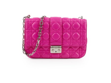 Christian Dior Lambskin Cannage Fuchsia Shoulder Bag For Cheap