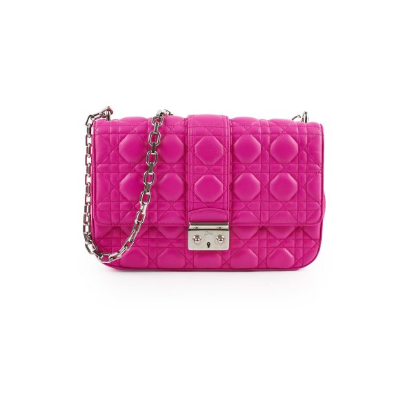 Christian Dior Lambskin Cannage Fuchsia Shoulder Bag For Cheap