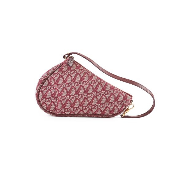 Christian Dior Mini Vintage Saddle Shoulder Bag Burgundy For Sale