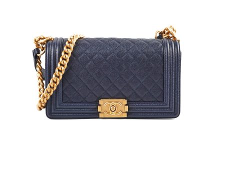 Chanel Caviar Old Medium Boy Navy 25 Series Online