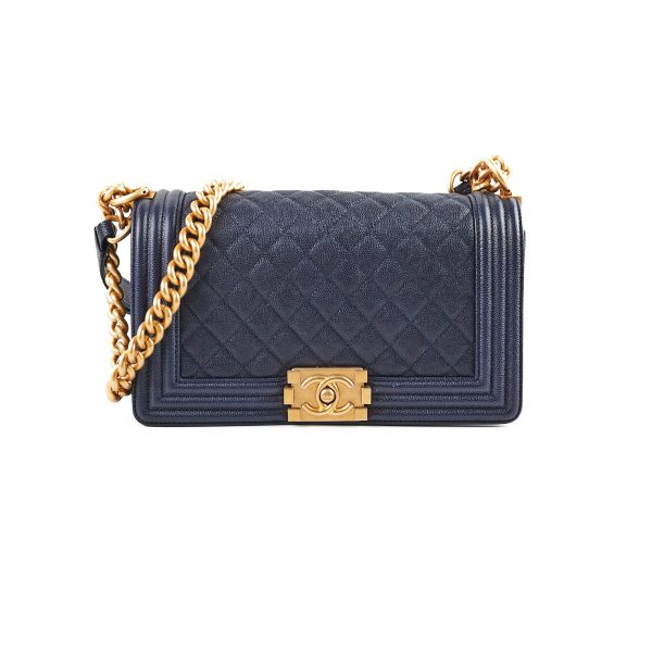 Chanel Caviar Old Medium Boy Navy 25 Series Online