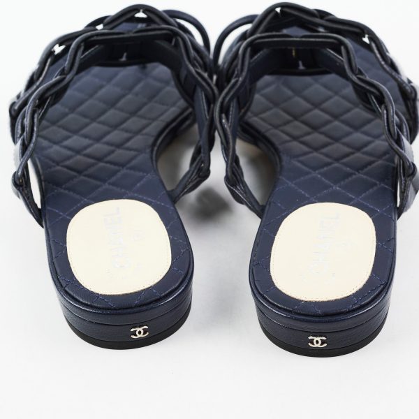 Chanel Sandals Navy Size 36 For Discount