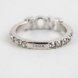 Christian Dior Logo Silver Rhinestone Ring Size M Costume Jewellery Cheap