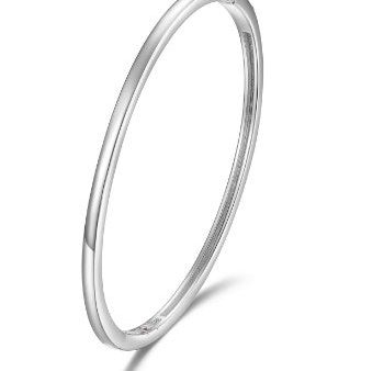 SS ELLE  SIMPATICO  RHODIUM PLATED 3MM SQUARE TUBE ENDLESS BANGLE 6.75  Supply