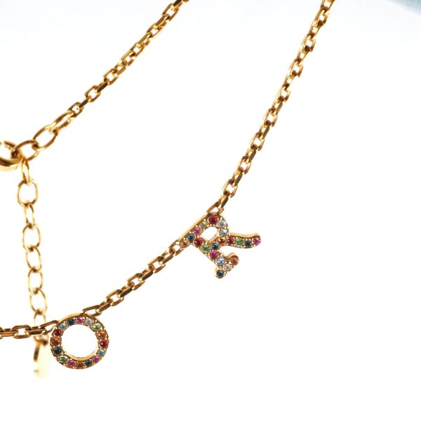 Christian Dior Multicolour Rhinestone Logo Necklace Costume Jewellery Discount