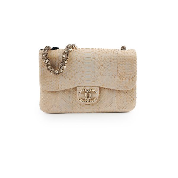 Chanel Python Flap Bag Light Gold Fashion