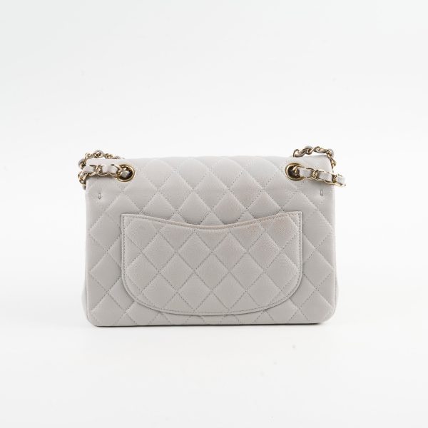 Chanel Small Caviar Double Classic Flap Dove Grey Microchipped For Cheap