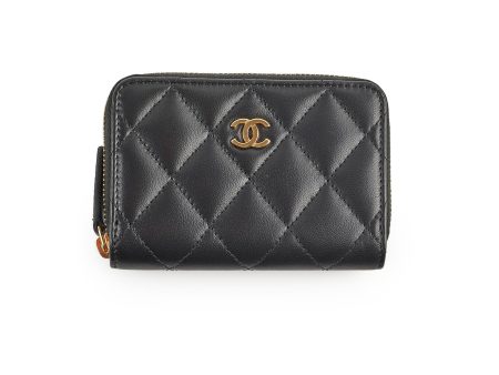 Chanel Classic Zipped Coin Purse Lambskin Black on Sale