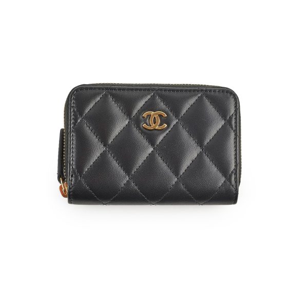 Chanel Classic Zipped Coin Purse Lambskin Black on Sale