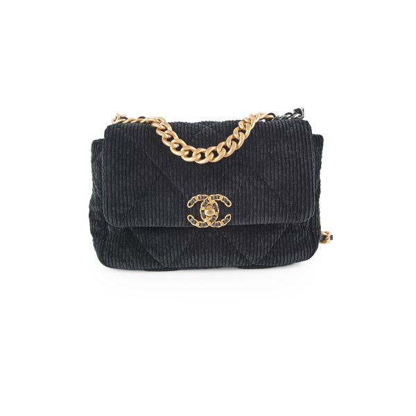 Chanel Corduroy Small 19 Black Cheap