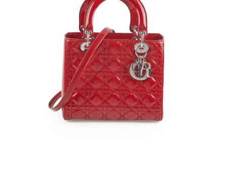 Deal of The Week - Christian Dior Lady Dior Medium Red Patent Online Hot Sale