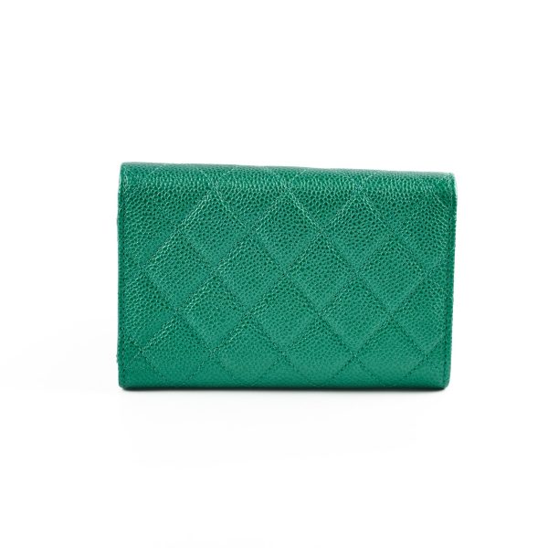 Chanel 18S Caviar Wallet Iridescent Emerald Green Supply