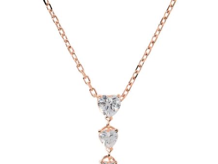 Bronzallure Three Graduated Hearts Necklace in Cubic Zirconia Online Hot Sale