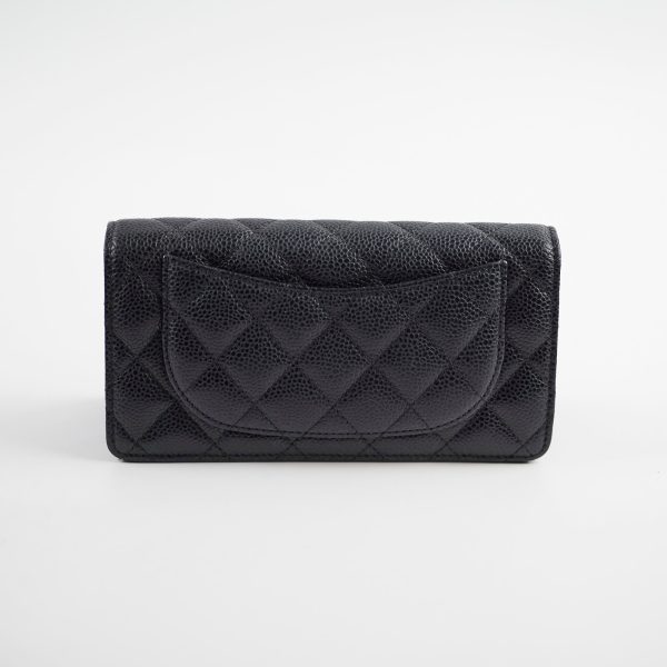 Chanel Caviar Long Fold Wallet Black Cheap