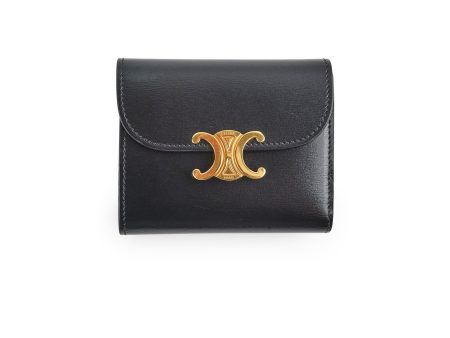 Celine Compact Wallet with Coin Triomphe in Shiny Calfskin Cheap