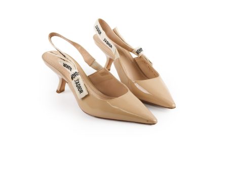 Christian Dior J adior Slingback Patent Beige Size 37.5 Heels Fashion