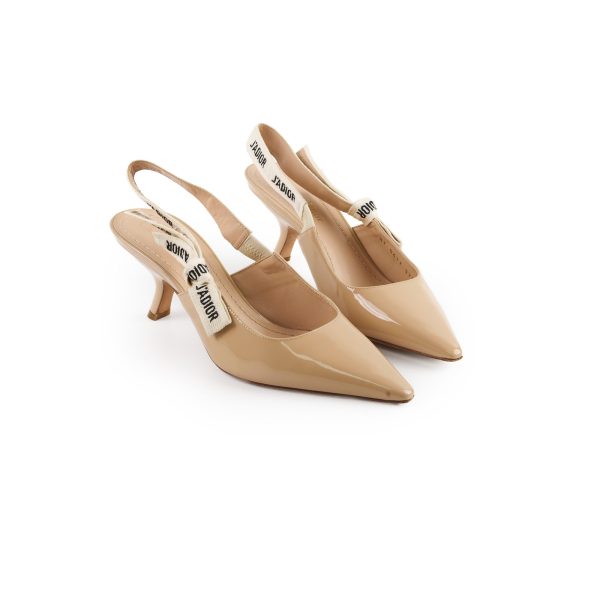 Christian Dior J adior Slingback Patent Beige Size 37.5 Heels Fashion