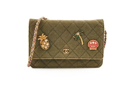 Chanel Wallet On Chain WOC Khaki Denim on Sale