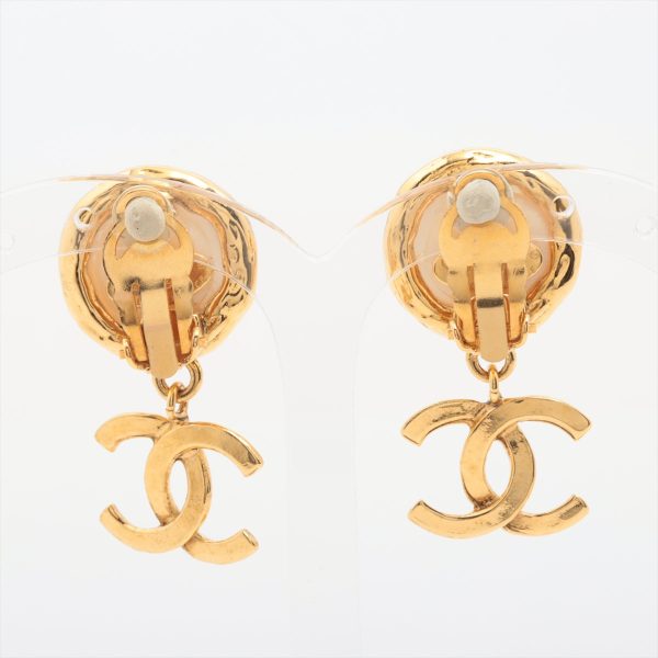 Chanel Pearl Drop CC Logo Gold Clip On Earrings Costume Jewellery Sale