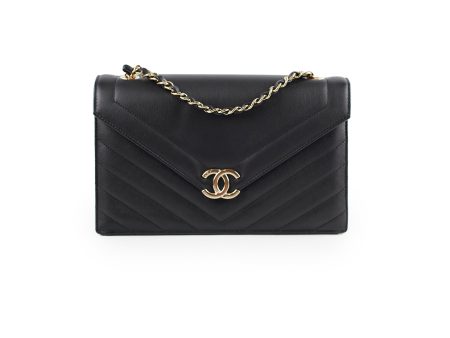 Chanel Black Chevron Envelope Flap Discount