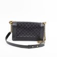 Chanel Old Medium Boy Shiny Calfskin Black - Series 17 For Cheap