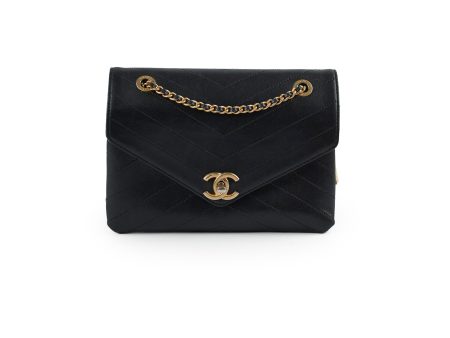 Chanel Seasonal Flap Chevron Black Shoulder Bag- Series 25 Hot on Sale