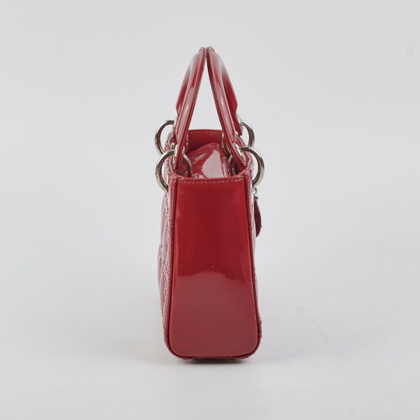 Christian Dior Mini Lady Dior Patent Red Online now