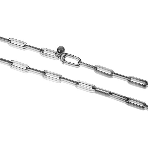 ETHOS BRUSHED GUN METAL PAPER CLIP CHAIN 24  Discount