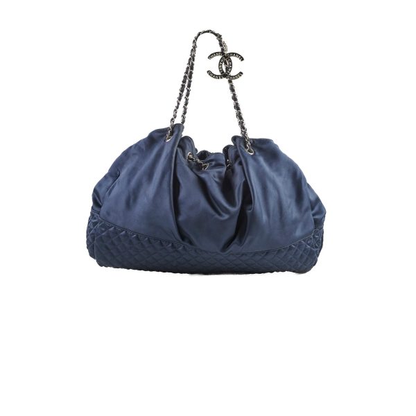 Chanel Hobo Satin Chain Tote Navy on Sale