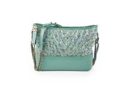 Chanel Medium Gabrielle Green Tweed PVC- Series 25 Online Hot Sale