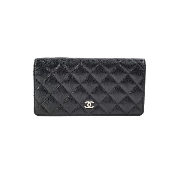 Chanel Fold Black Caviar Wallet Series 22 For Sale