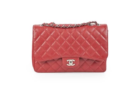 Chanel Classic Jumbo Single Flap Caviar Red - Series 12 Online now