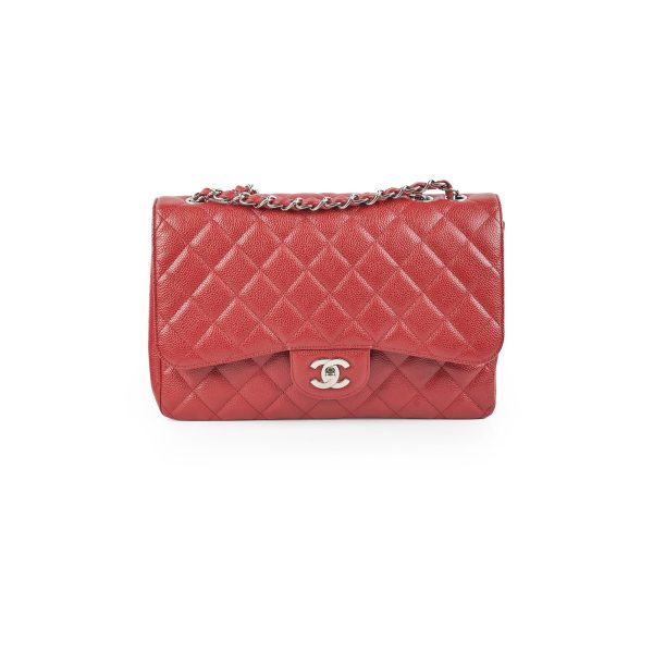 Chanel Classic Jumbo Single Flap Caviar Red - Series 12 Online now