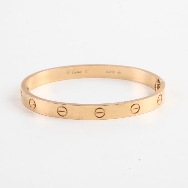 Cartier Love Bracelet Size 17 Pink Gold For Sale