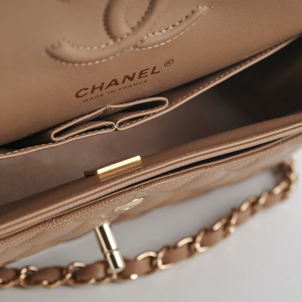 Chanel Classic Flap Small Caviar Dark Beige Discount