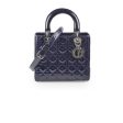 Christian Dior Medium Lady Dior Patent Navy Online now